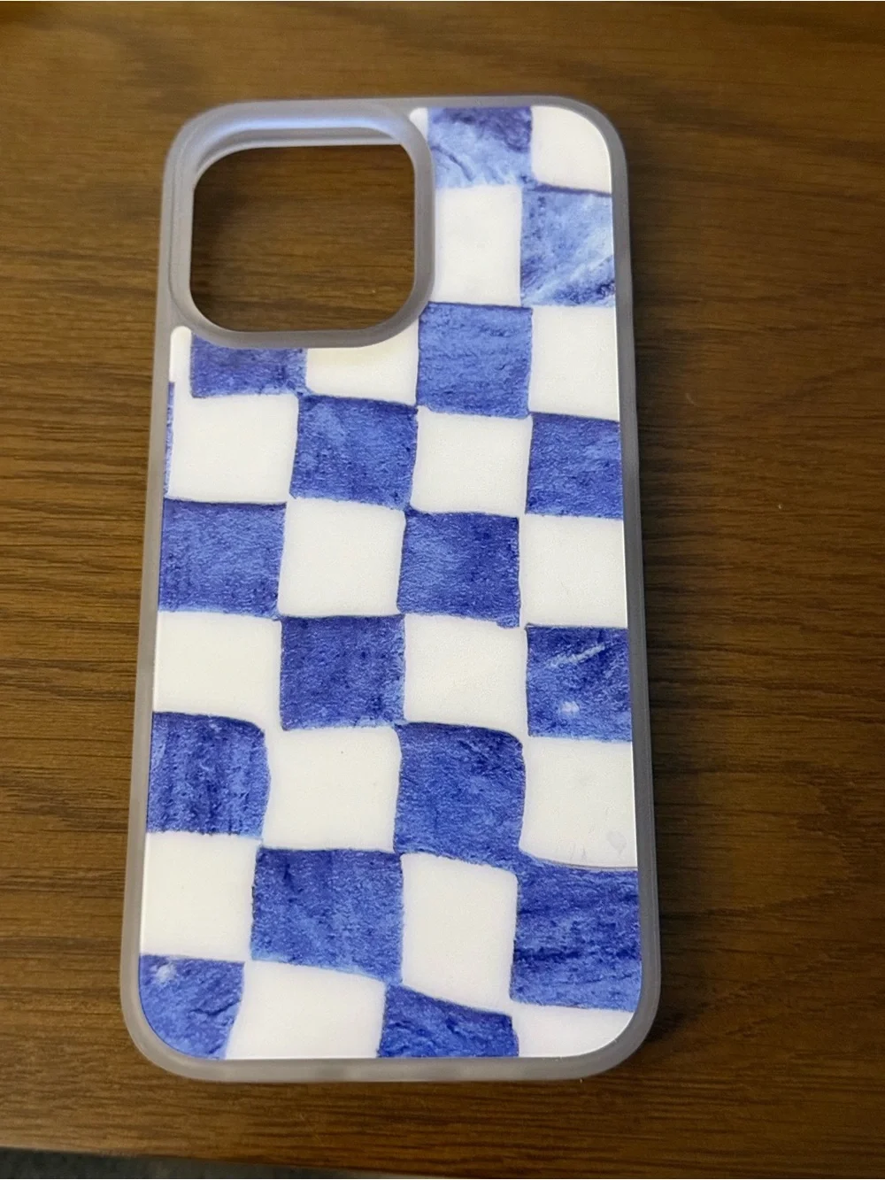 Blue and White Checkered Protective Phone Case - Unbranded